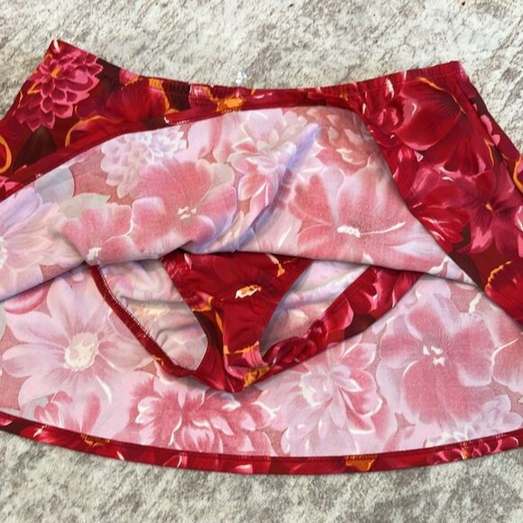 Shape Fx PINK FLORAL SKIRTED Swim Skirt Swimsuit Bottoms size 10 - Picture 2 of 5